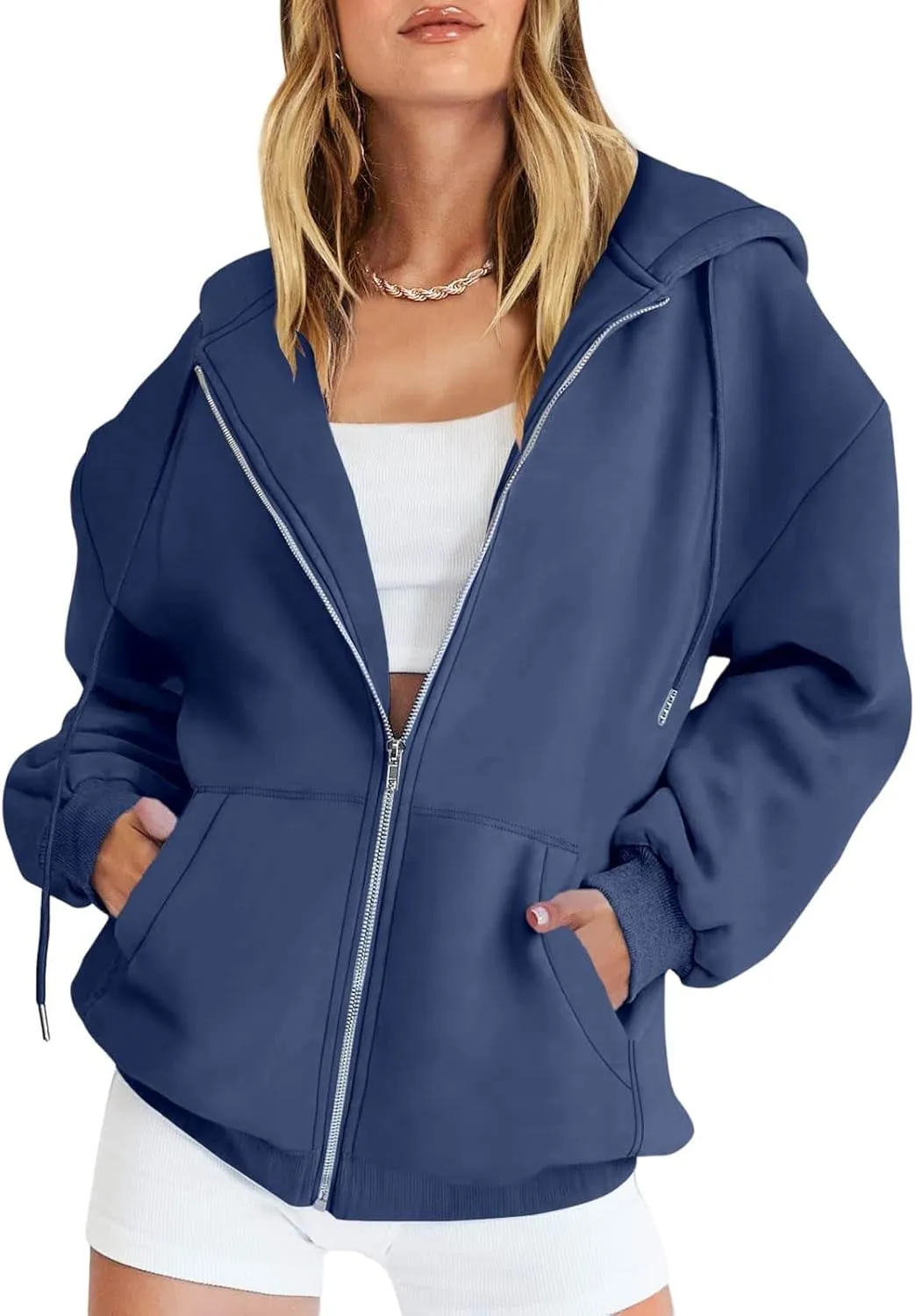 Womens Zip Up Hoodies Long Sleeve Oversized Sweatshirts Fleece Jackets 2024 Fall Outfits Fashion Coats with Pockets