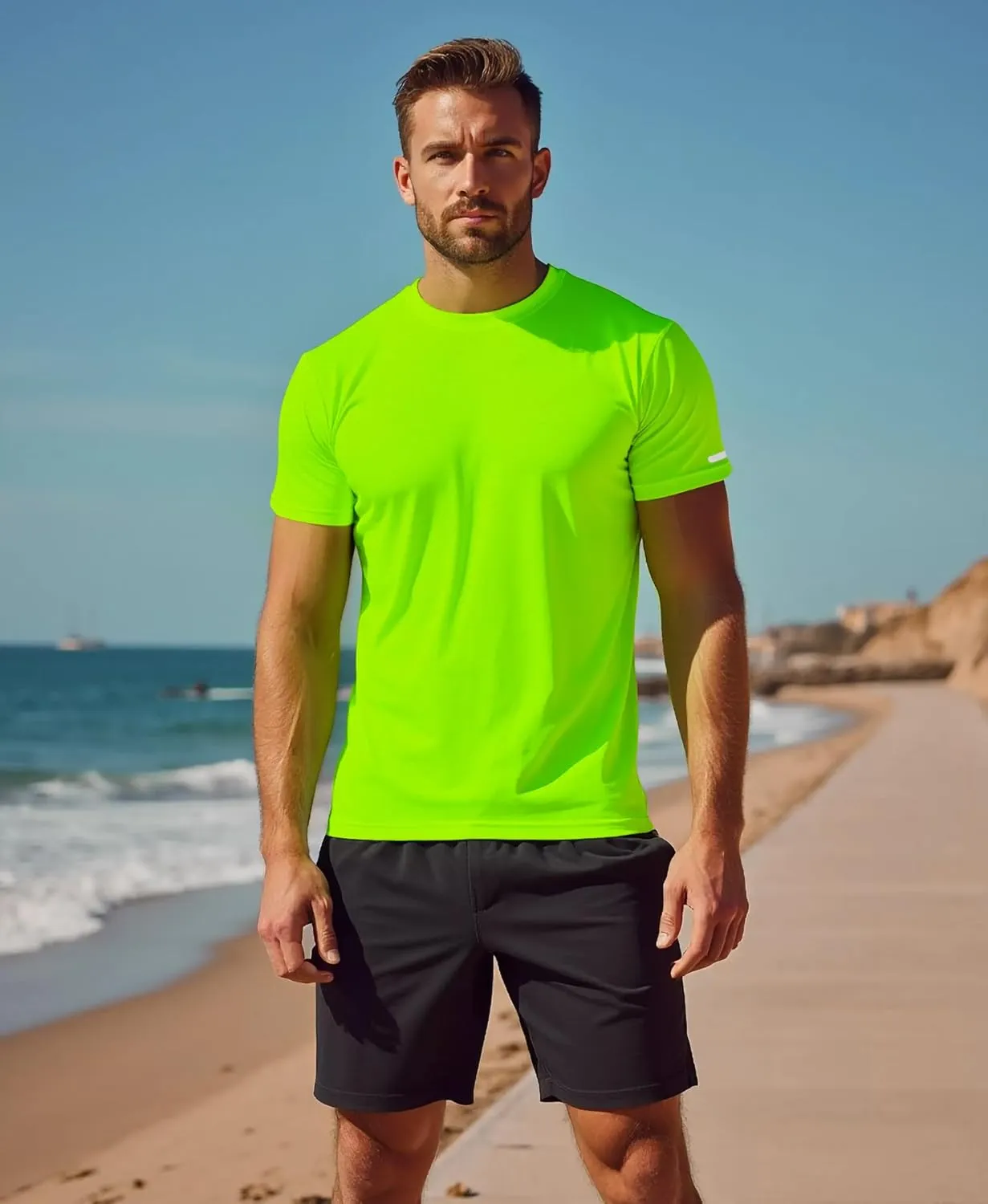 Workout Shirts Men Moisture Wicking T-Shirt Quick Dry Running Short Sleeve Gym Performance Active Tee Athletic Fit