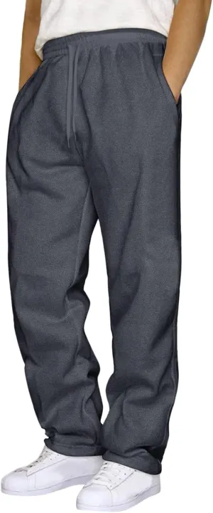 Workout Sweatpants for Men, Comfort Cargo Pants with Pockets, Casual Fleece Joggers Baggy Athletic Wide Leg Track Pants