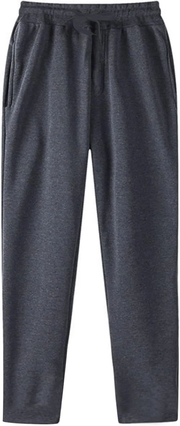 Workout Sweatpants for Men, Comfort Cargo Pants with Pockets, Casual Fleece Joggers Baggy Athletic Wide Leg Track Pants
