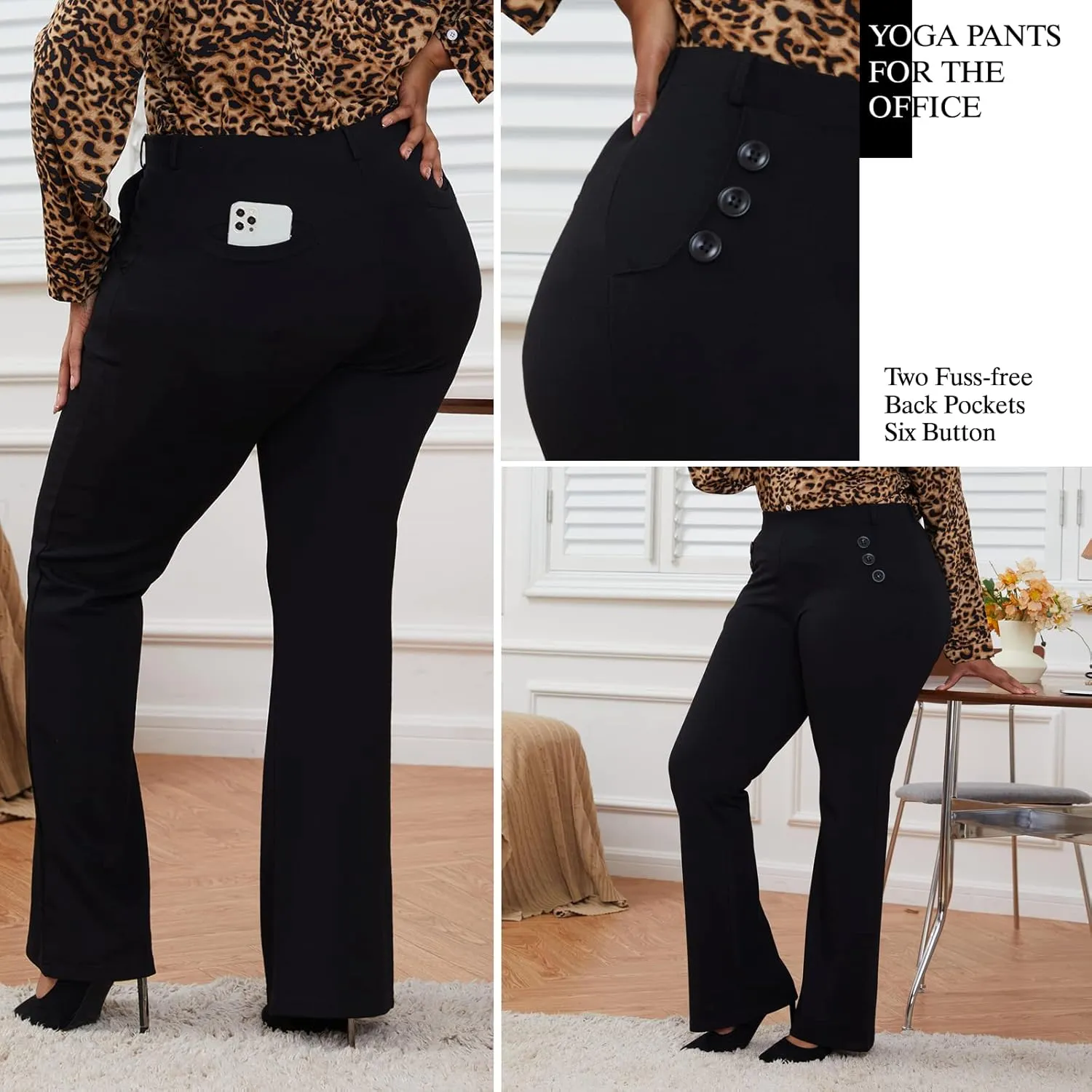Wrinkle-Free Stretch Dress Pants Plus Size for Women Pull-on Pant Ease into Comfort Office Pant
