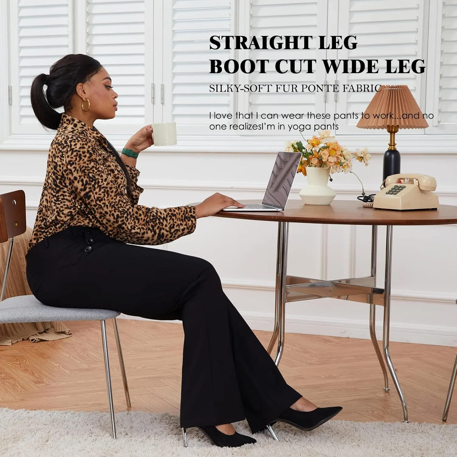 Wrinkle-Free Stretch Dress Pants Plus Size for Women Pull-on Pant Ease into Comfort Office Pant