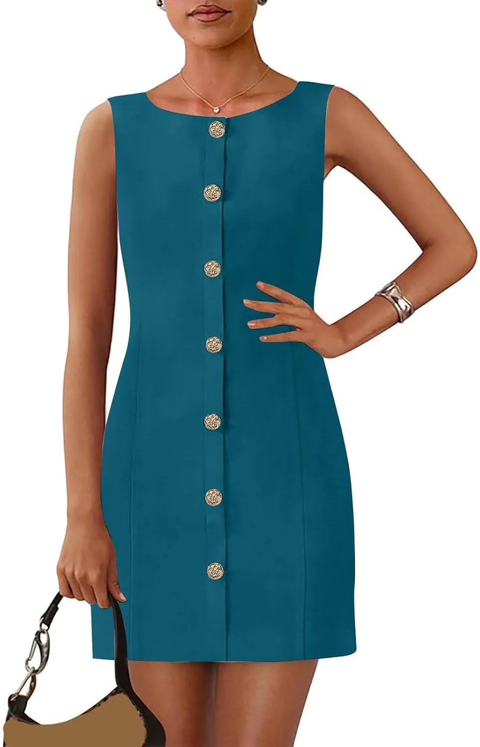 Xiaojmake Women's Formal Dresses Summer Sleeveless Button Down Short Business Dress Elegant Shift Work Office Outfits 2025