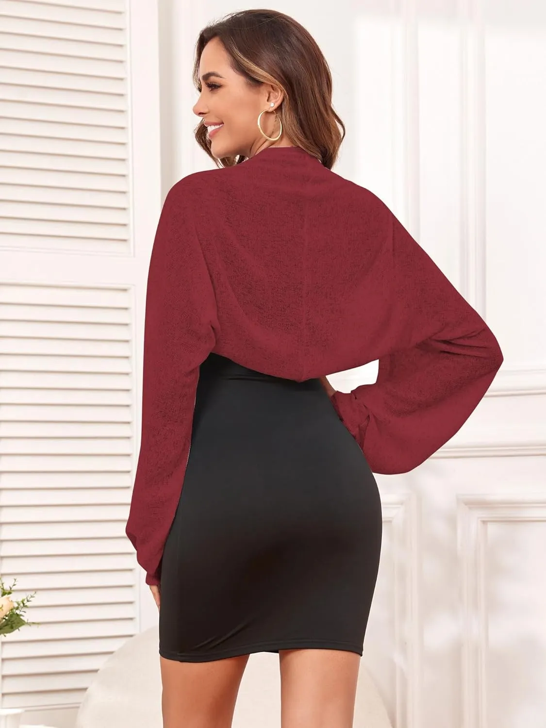 ZAFUL Women's Sheer Shrug Y2K Long Sleeve Cardigans 2025 Irregular Tie Front Bolera