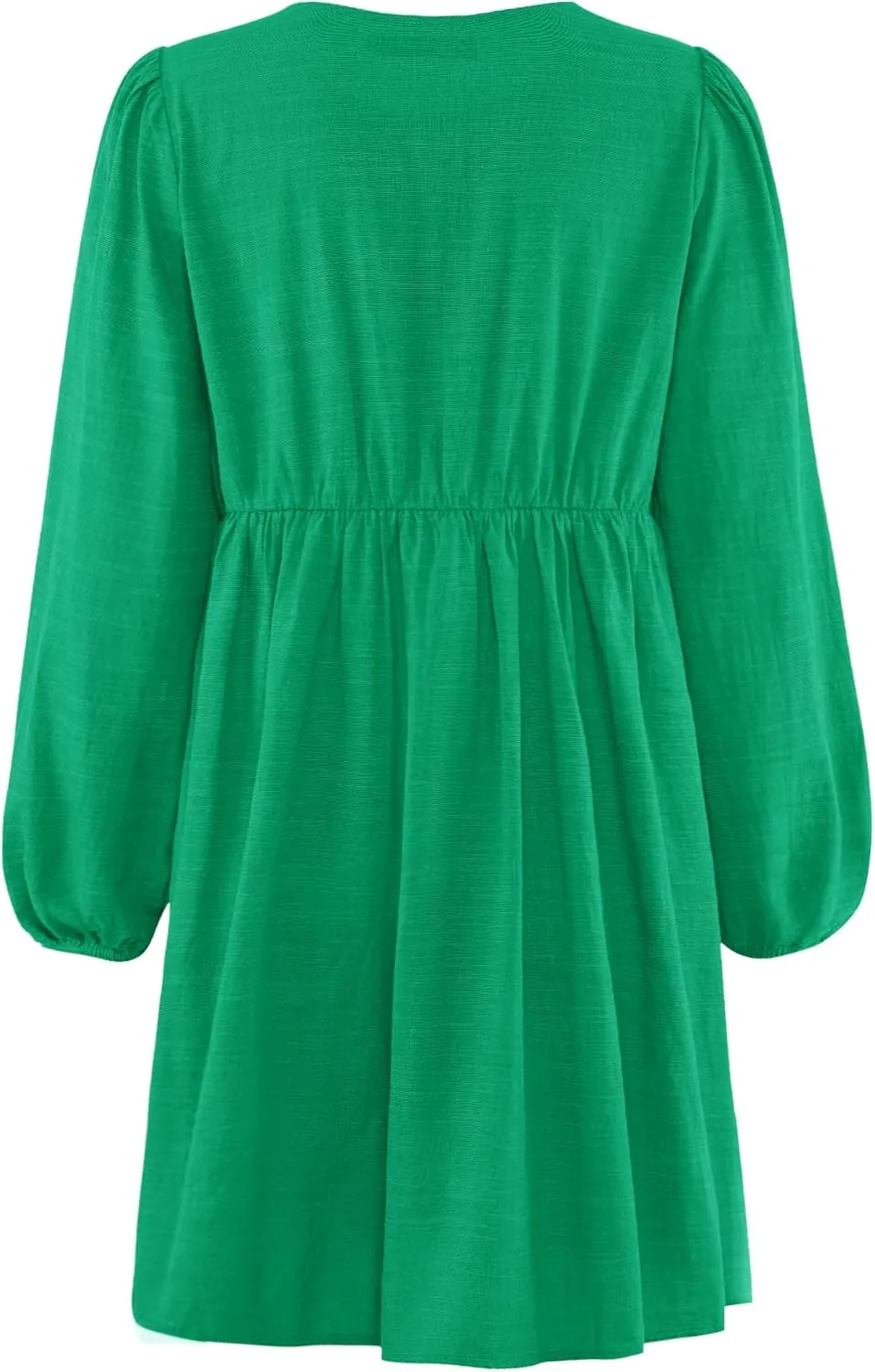 ZESICA Women's Dress Fall Long Puff Sleeve Self Tie Front Babydoll A Line Pleated Cute Mini Tunic Dresses 2025